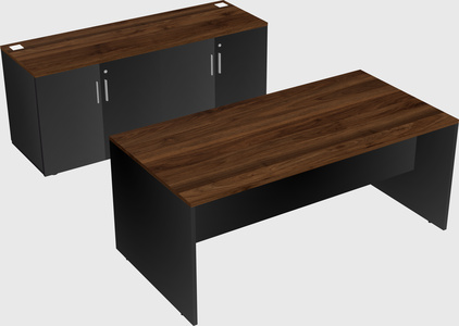 Parallel desk with credenza