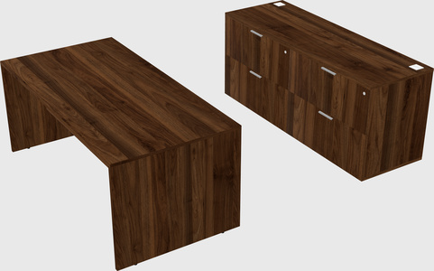 Parallel desk with credenza