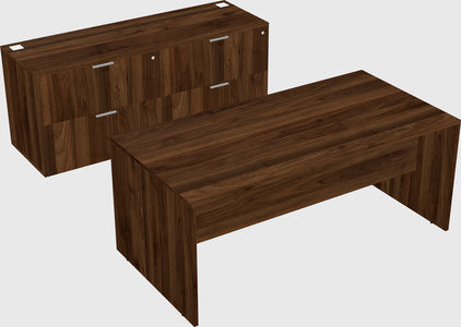 Parallel desk with credenza