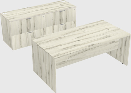 Parallel desk with credenza