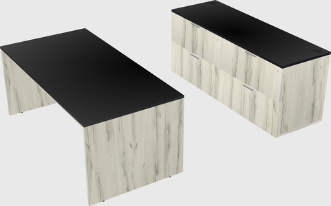 Parallel desk with credenza