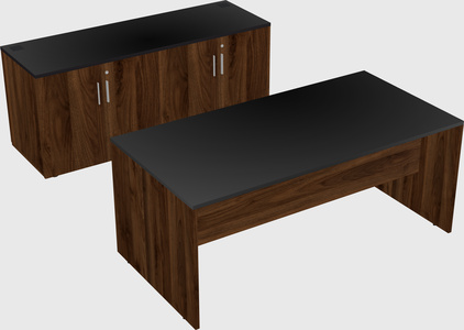 Parallel desk with credenza
