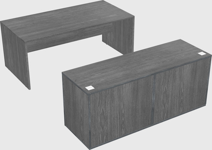 Parallel desk with credenza