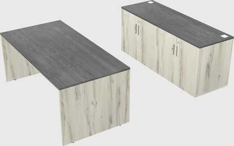 Parallel desk with credenza