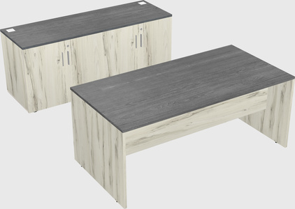 Parallel desk with credenza
