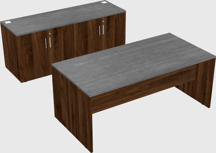 Parallel desk with credenza