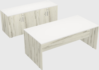 Parallel desk with credenza