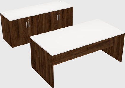 Parallel desk with credenza