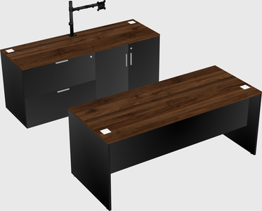 Parallel desk with credenza