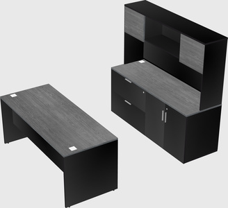 Parallel desk with credenza