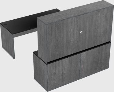 Parallel desk with credenza
