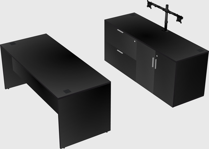 Parallel desk with credenza