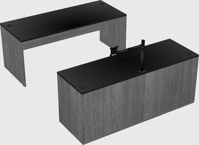 Parallel desk with credenza