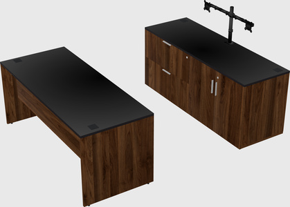 Parallel desk with credenza