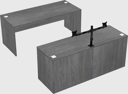 Parallel desk with credenza