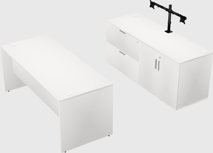 Parallel desk with credenza