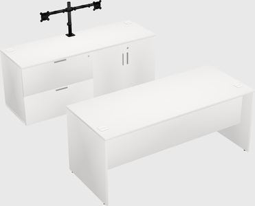 Parallel desk with credenza