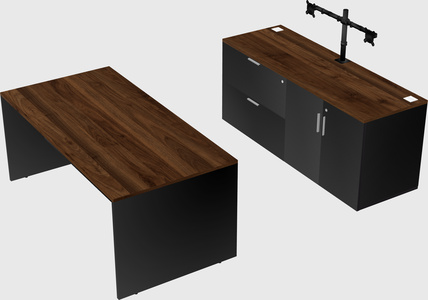 Parallel desk with credenza