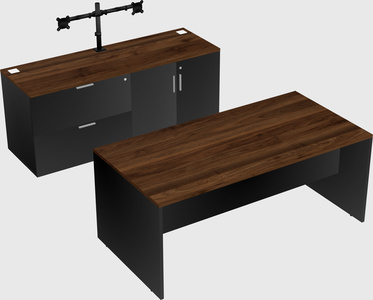 Parallel desk with credenza