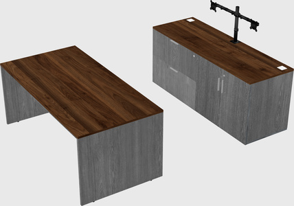Parallel desk with credenza