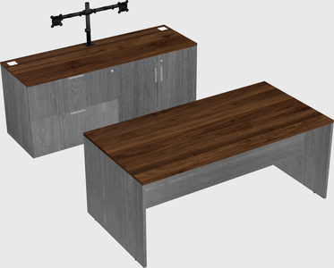 Parallel desk with credenza