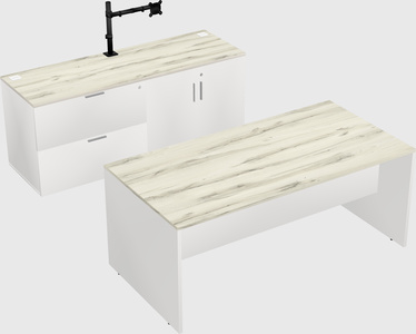 Parallel desk with credenza