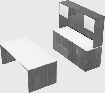 Parallel desk with credenza