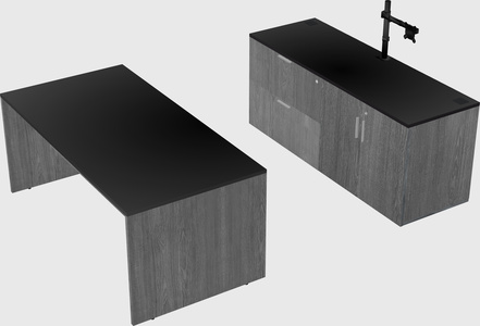 Parallel desk with credenza