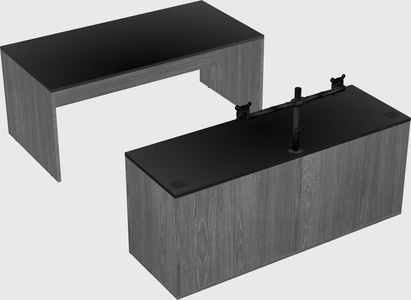 Parallel desk with credenza