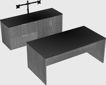 Parallel desk with credenza