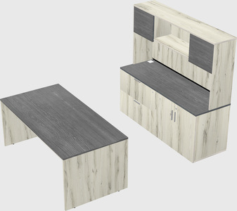 Parallel desk with credenza