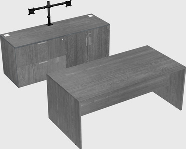 Parallel desk with credenza