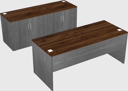 Parallel desk with credenza