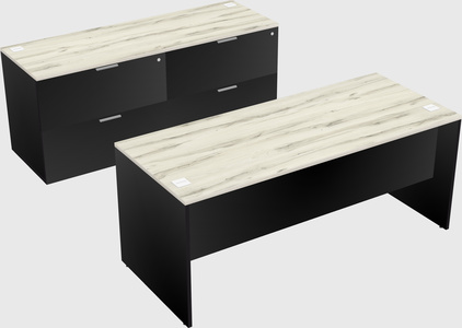 Parallel desk with credenza