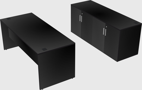 Parallel desk with credenza
