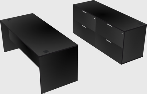 Parallel desk with credenza