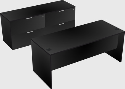Parallel desk with credenza