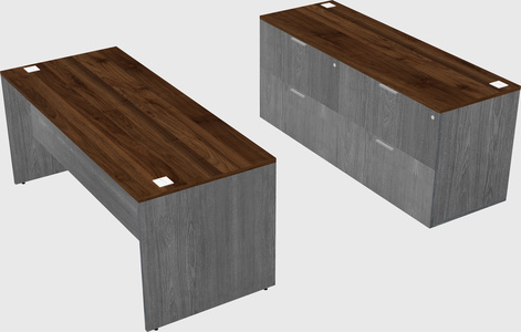 Parallel desk with credenza