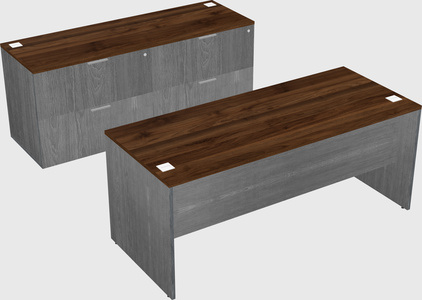 Parallel desk with credenza