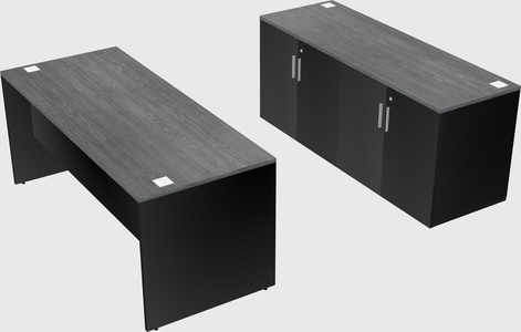 Parallel desk with credenza