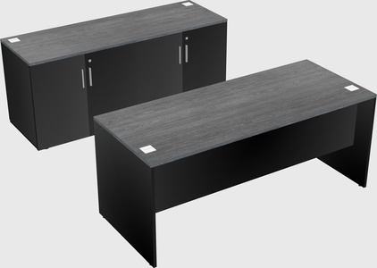 Parallel desk with credenza