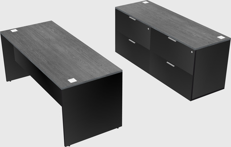 Parallel desk with credenza