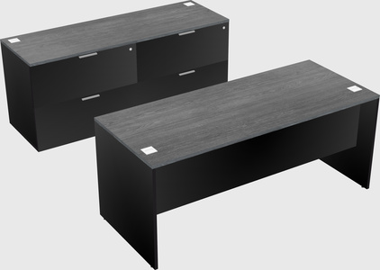 Parallel desk with credenza