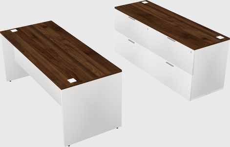Parallel desk with credenza