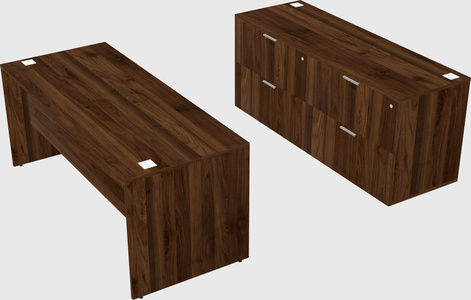 Parallel desk with credenza
