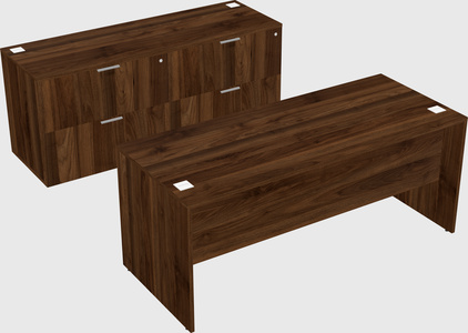 Parallel desk with credenza