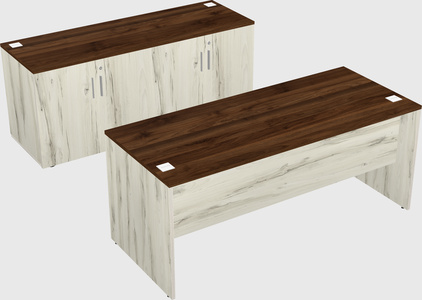 Parallel desk with credenza