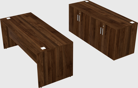 Parallel desk with credenza