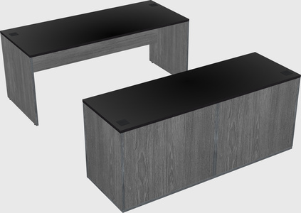 Parallel desk with credenza