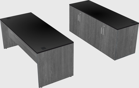 Parallel desk with credenza